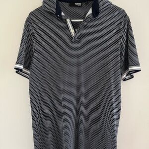 Murano Men's Geometric Polo Shirt - Black and White